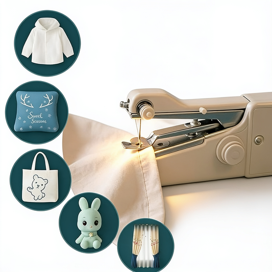 Portable handheld electric sewing machine, white