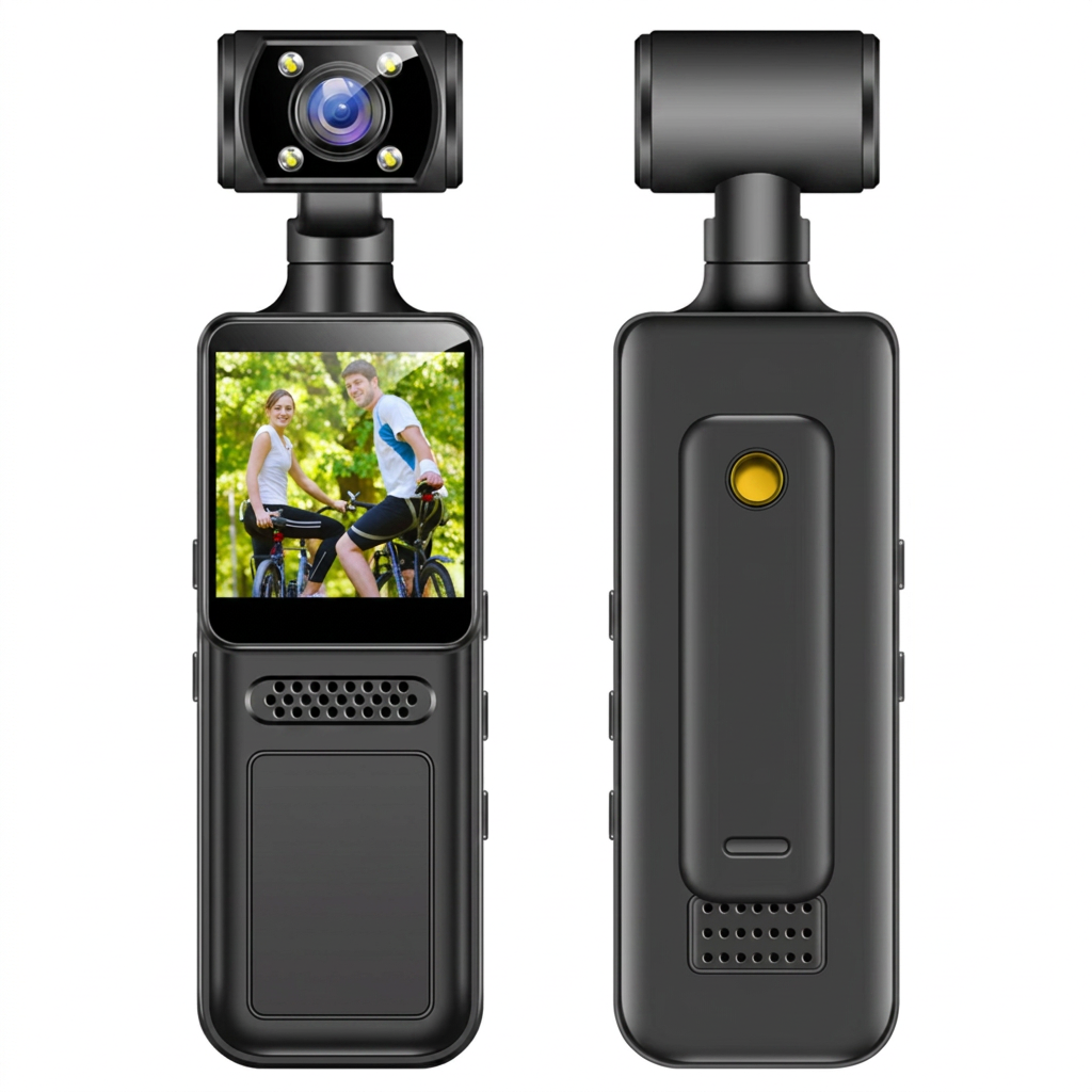 Handheld 3-axis gimbal stabilizer with 1080P camera attached