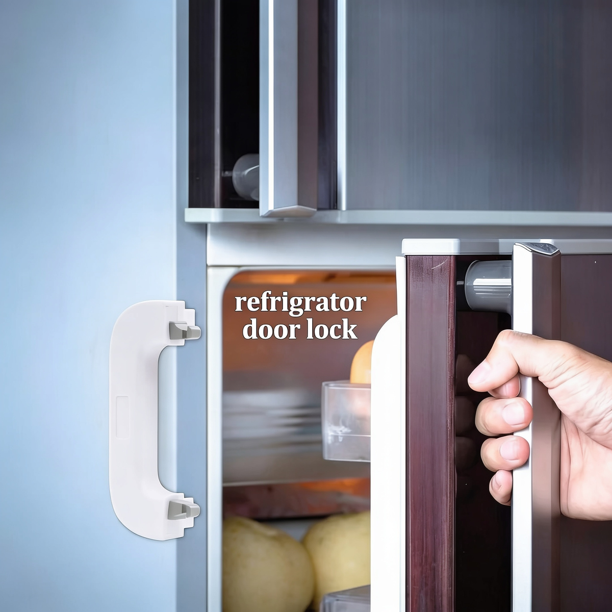 Multifunctional child safety lock on fridge and cabinet doors