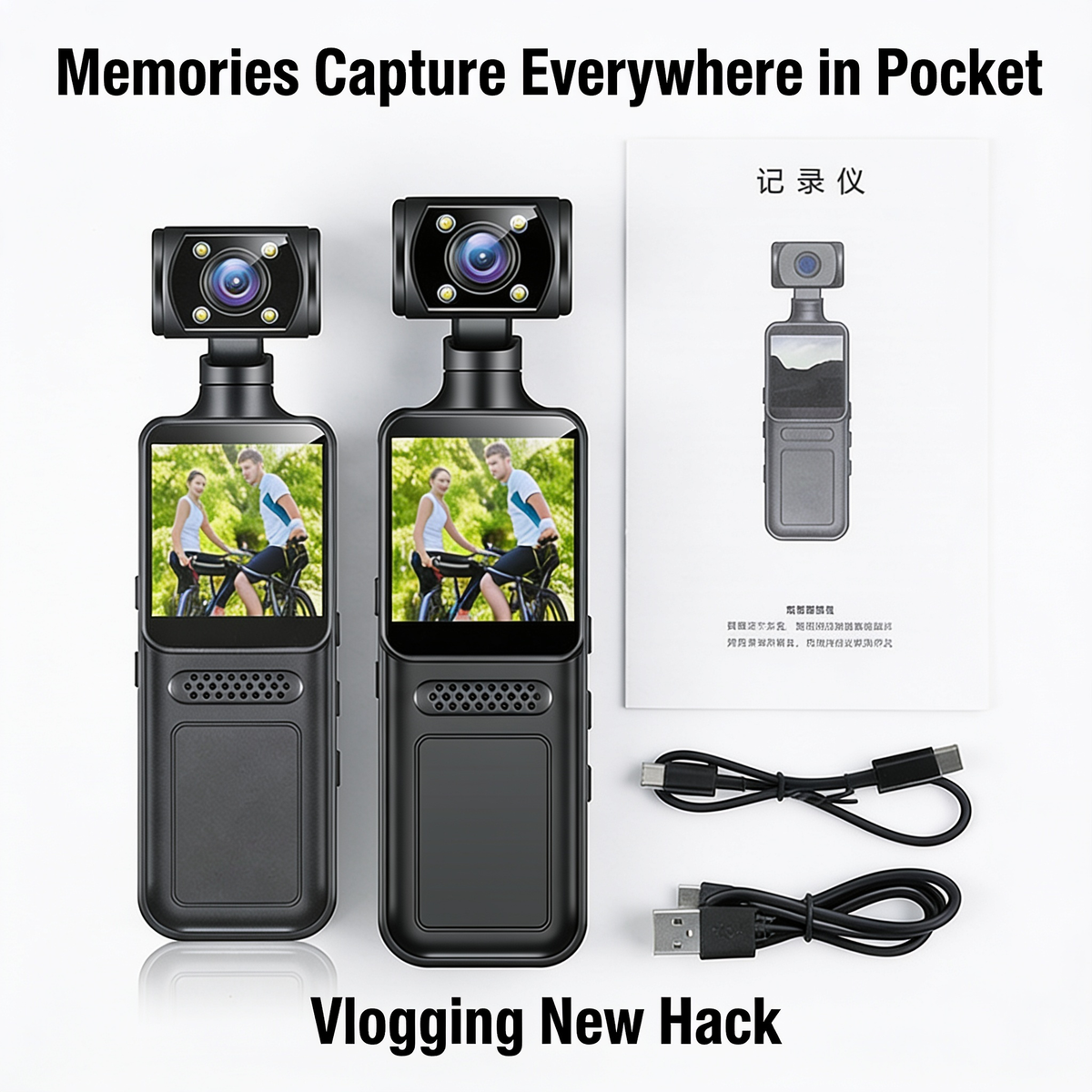 Handheld 3-axis gimbal stabilizer with 1080P camera attached