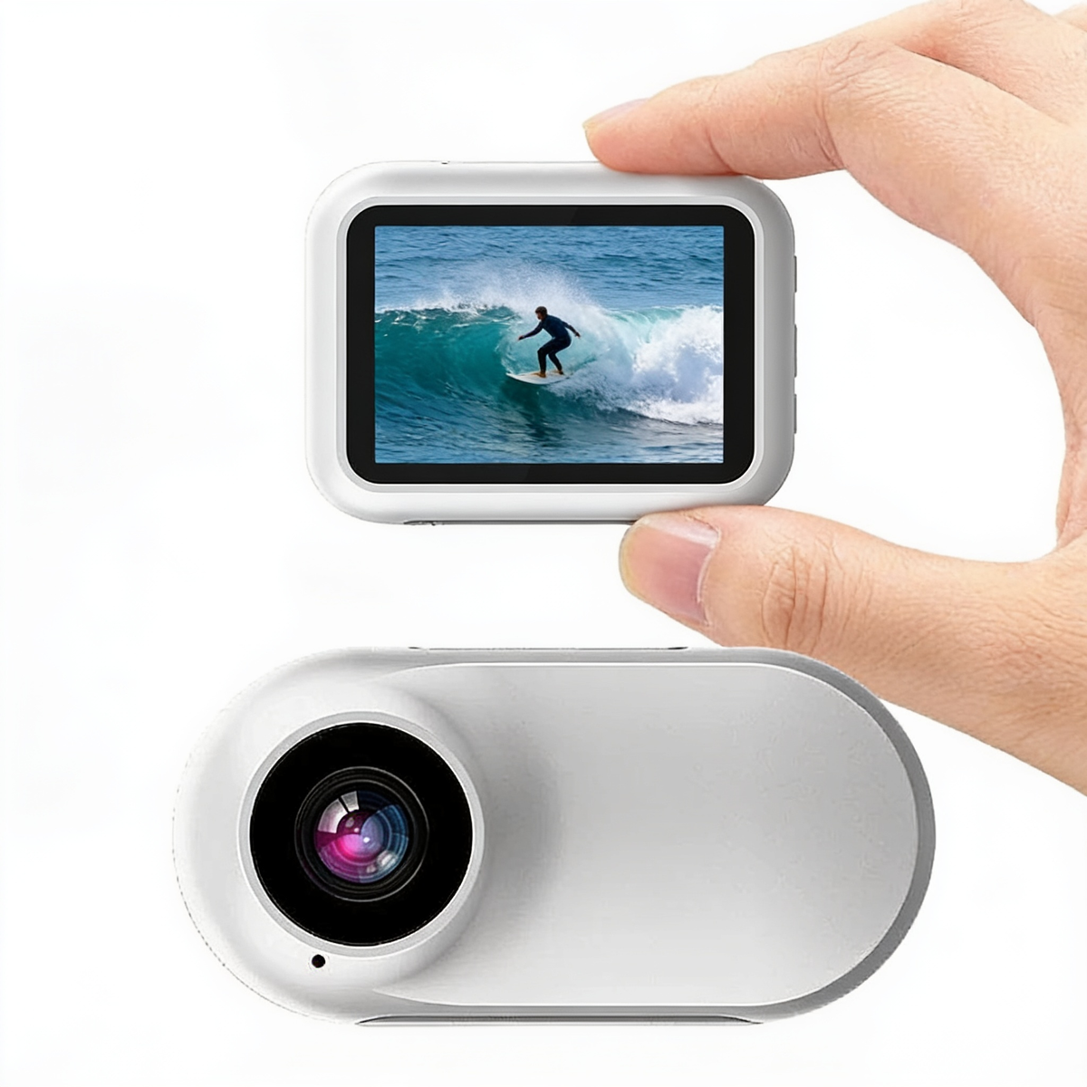 Compact clip-on mini camera for portable video recording
