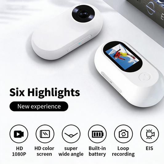 Compact clip-on mini camera for portable video recording