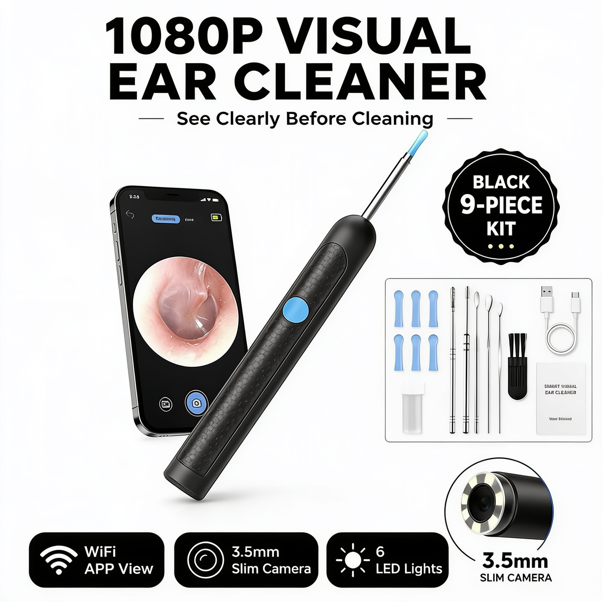 Smart visual ear cleaning tool with built-in camera