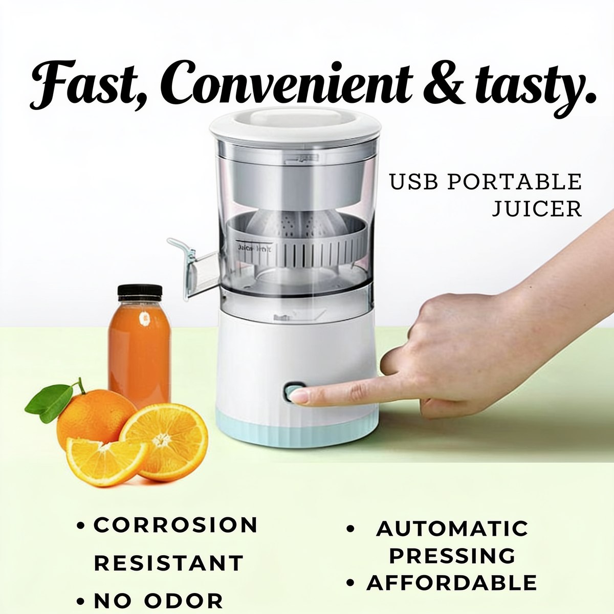 White portable USB rechargeable mini blender, 350ml