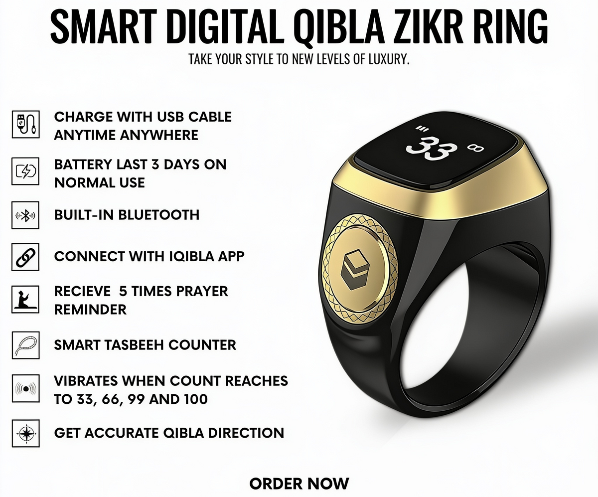 Smart Zikr ring with OLED display for Tasbih counting