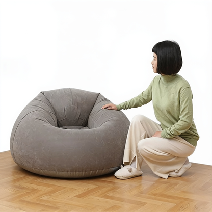 Gray bean bag chair in a living room setting