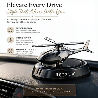 Solar-powered rotating car air freshener, mini helicopter design