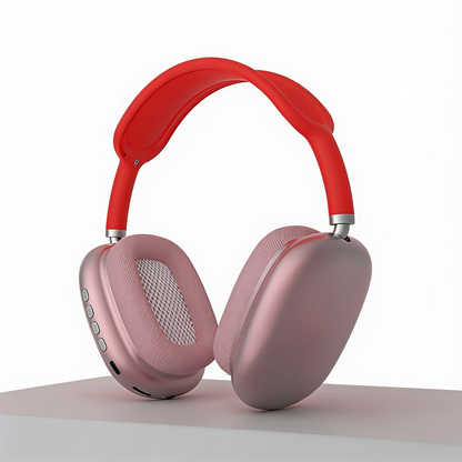 Black over-ear wireless headphones, EchoWave P9