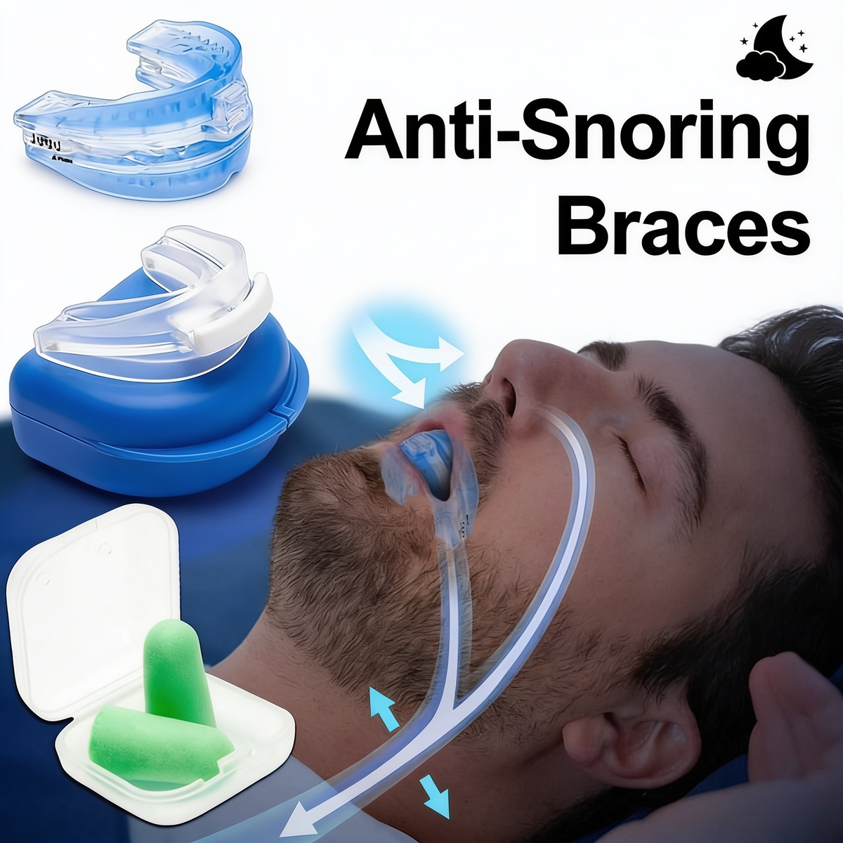 Reusable silicone anti-snore mouthpiece