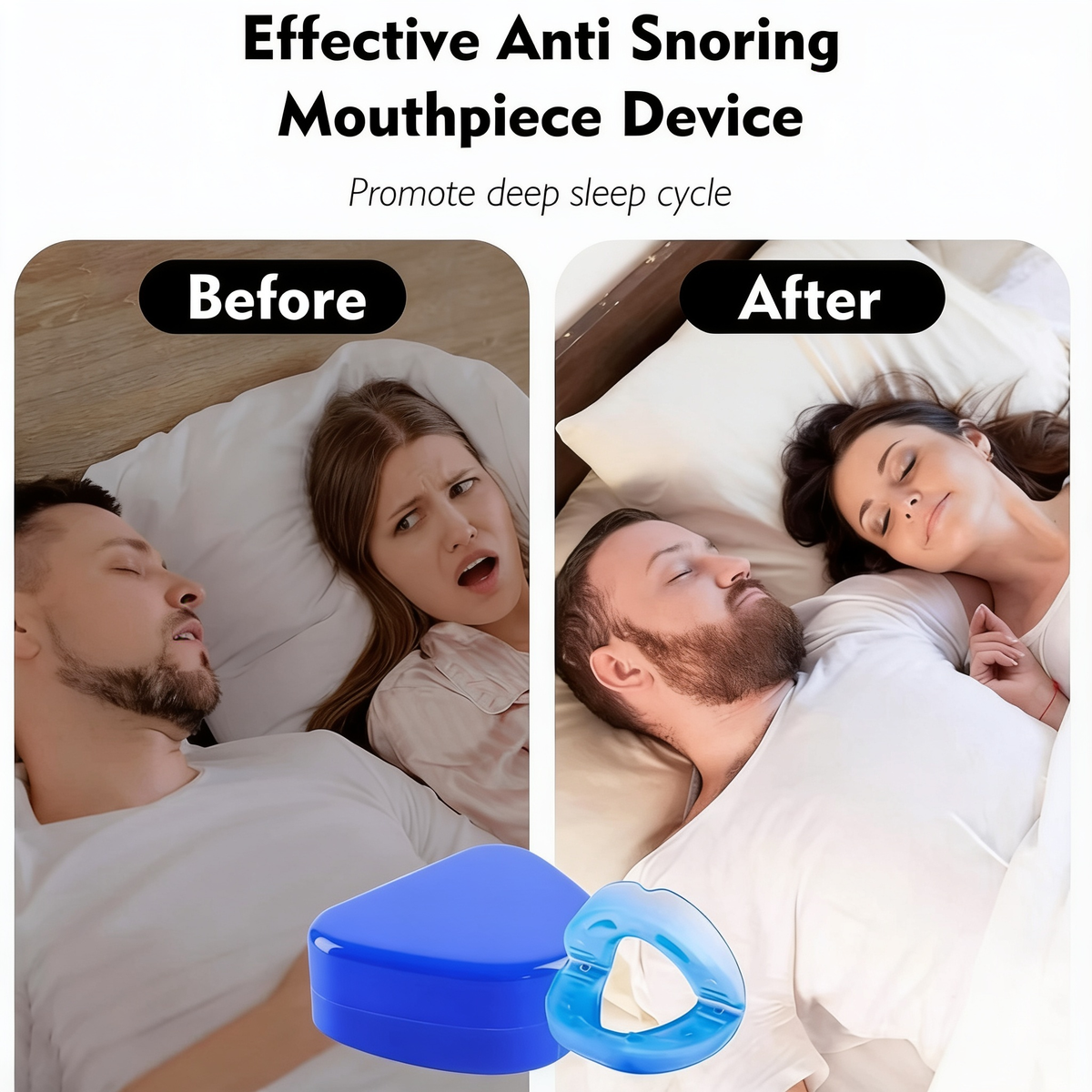 Reusable silicone anti-snore mouthpiece