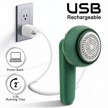 Rechargeable Lint Remover
Electric rechargeable lint remover removing pills from fabric