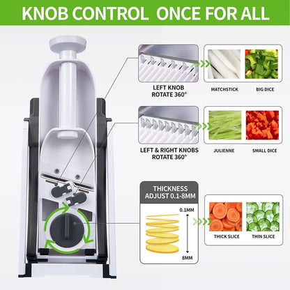 Manual Vegetable Cutter | 4-in-1 Adjustable Mandoline Slicer