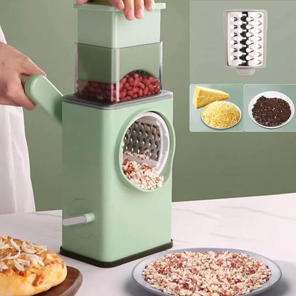 Stainless Steel Vegetable Cutter | Manual Rotary Slicer & Shredder