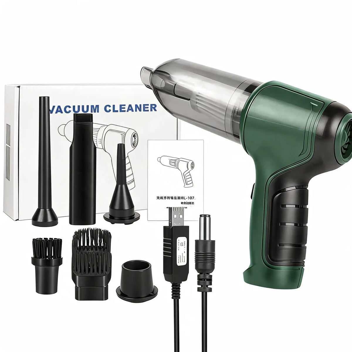 echargeable handheld vacuum cleaner with transparent dust container