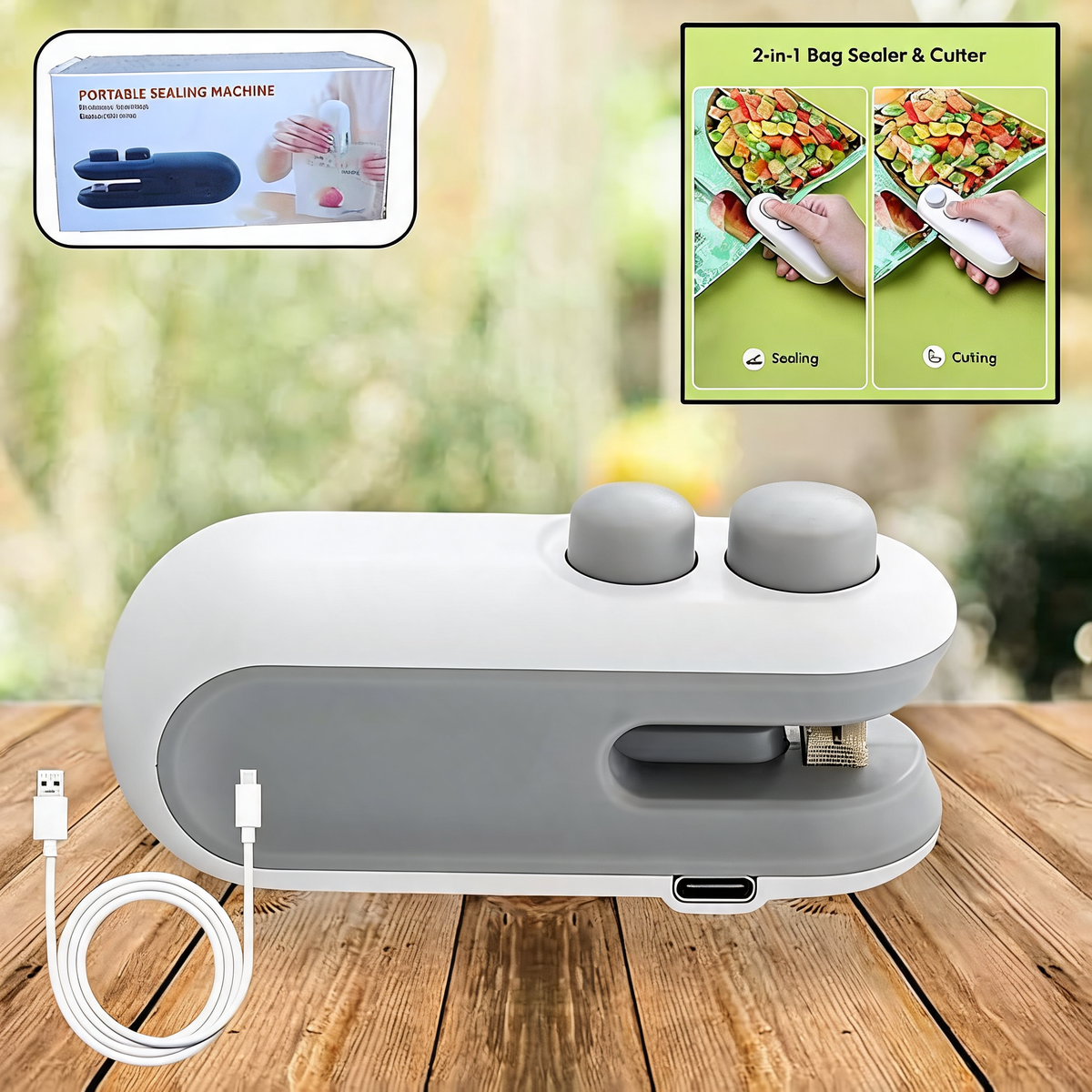 Portable heat sealer for chip and snack packaging