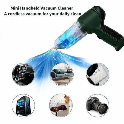 USB rechargeable portable mini vacuum cleaner in green and black 