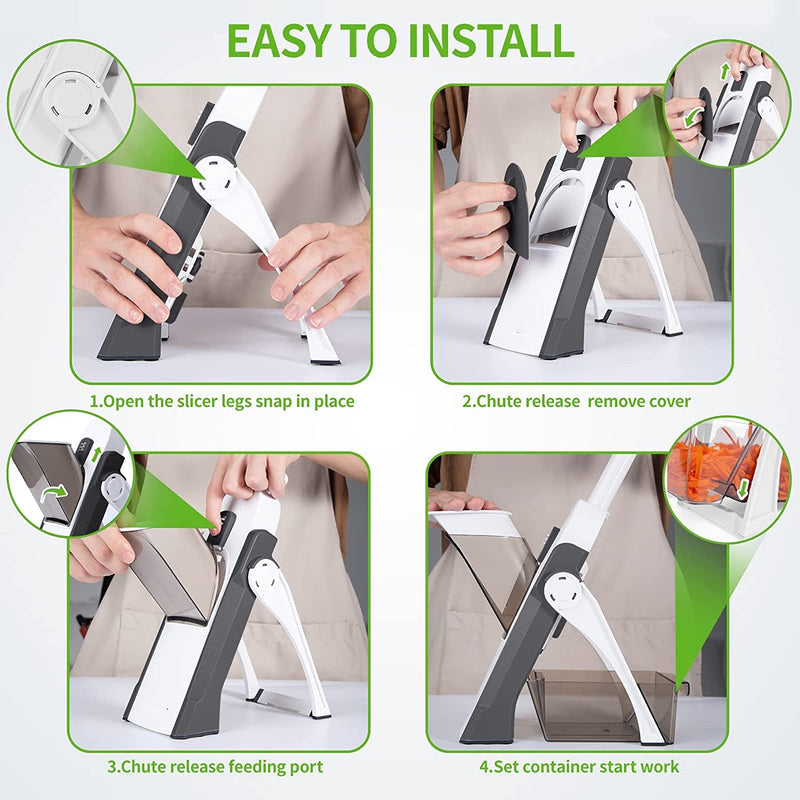 Manual Vegetable Cutter | 4-in-1 Adjustable Mandoline Slicer