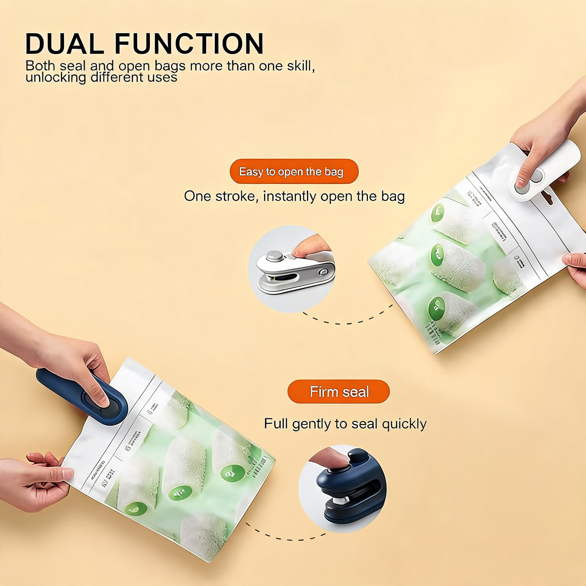 USB rechargeable handheld bag heat sealer