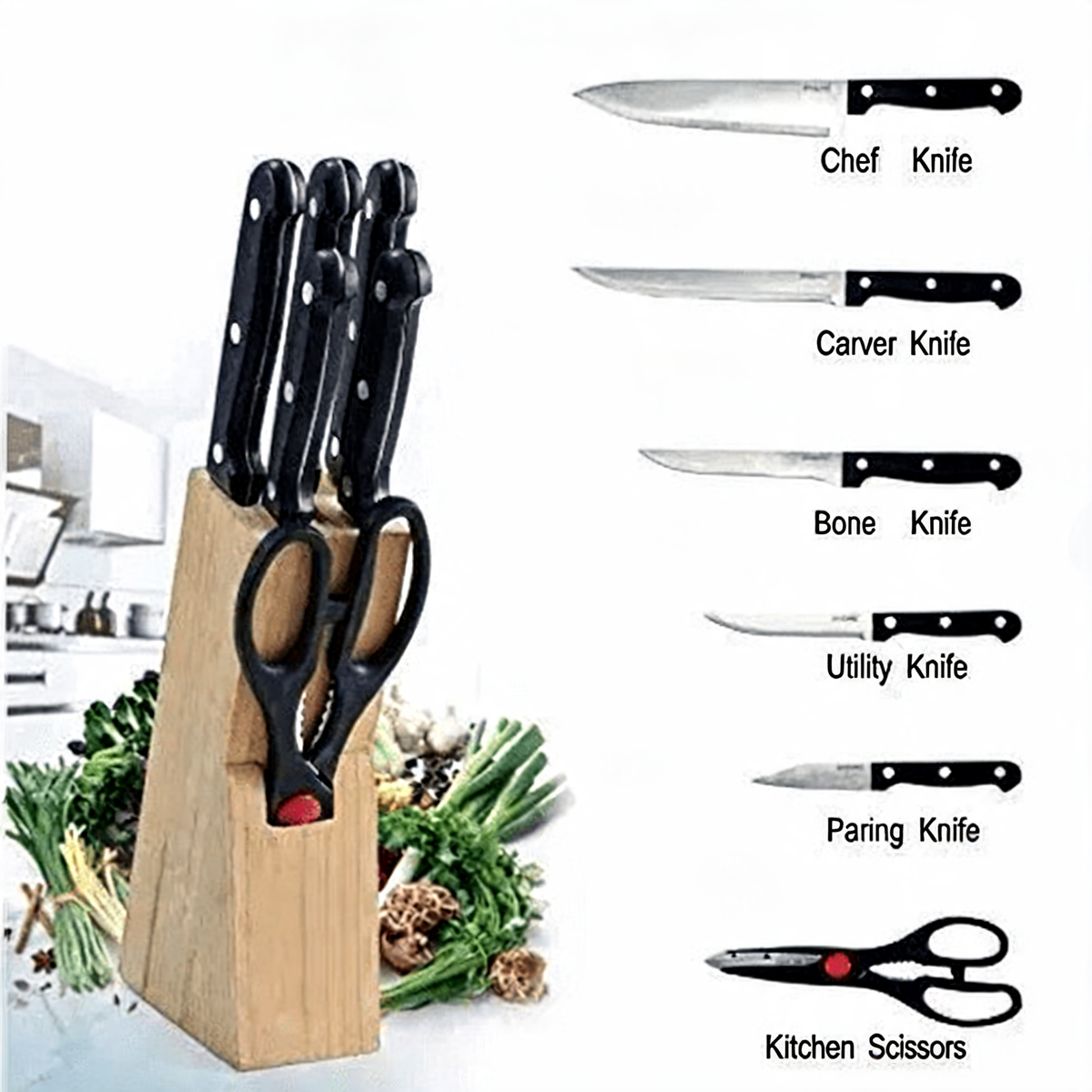 8-piece kitchen knife set for everyday food preparation