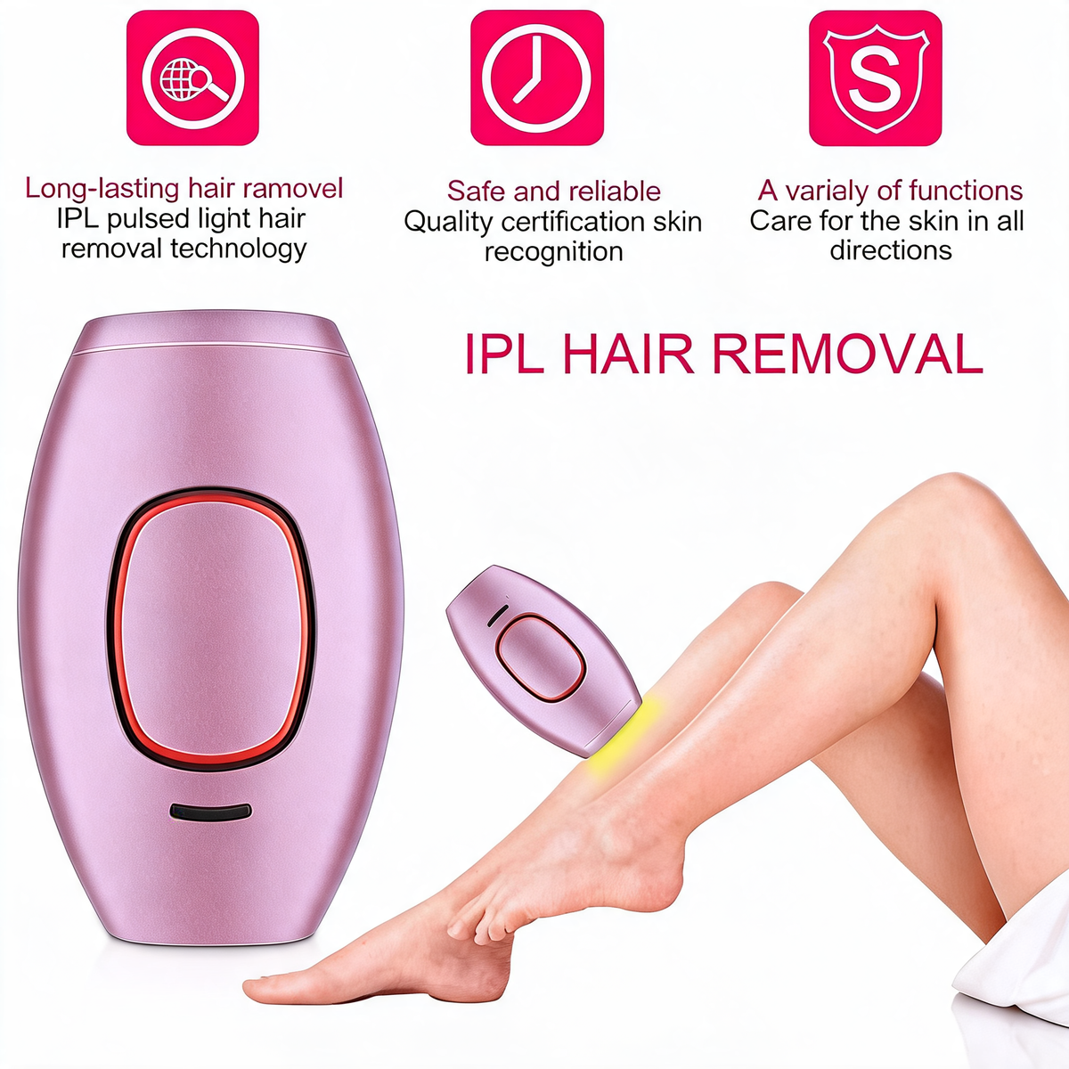 Portable IPL device for compatible body hair reduction